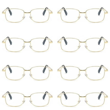 8 Pairs Mens Womens Metal Frame Clear Lens Reading Glasses Fashion Classic Readers +2.50