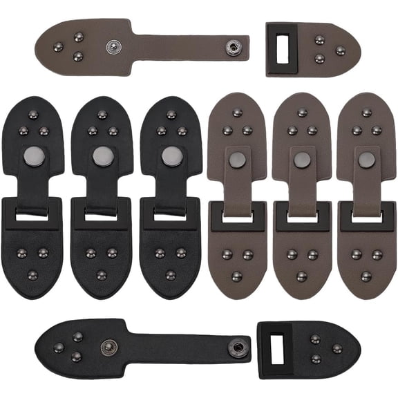 8 Pairs Metal Leather Cape Cloak Clasp 2 Styles PU Leather Buckles with Alloy Sew on Purse Locks Sew on Toggle Buckles Fasteners Cardigan Clips