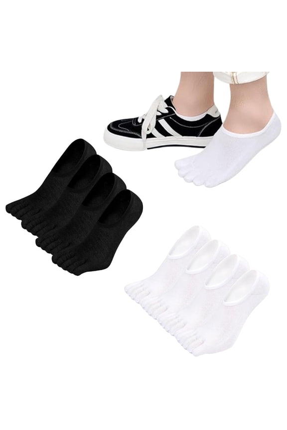 8 Pairs No-Show Toe Socks for Men: 5-Toe Separation, Cotton Blend, Low-Cut Invisible Design for Running, Gym, Loafers & Daily Wear