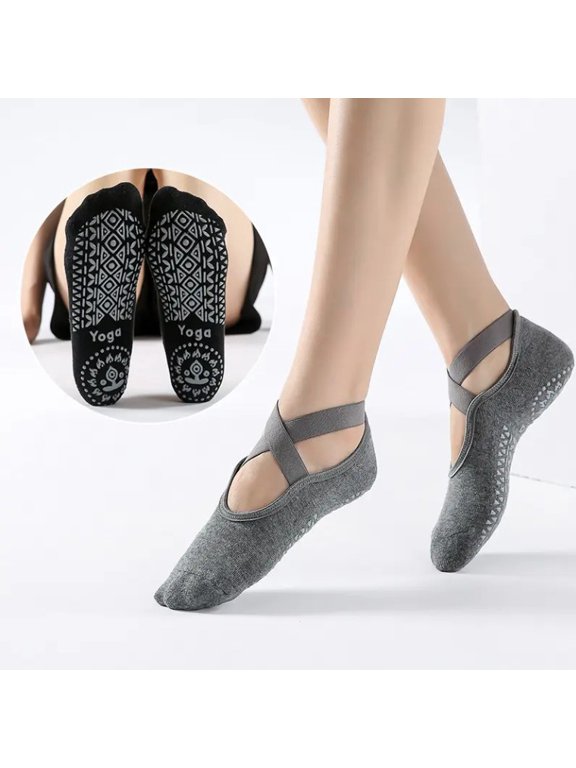 8 Pairs Non-Slip Yoga Socks for Women, Cotton Blend Ballet Style Grip Socks, Cushioned Padding for Pilates and Dance/ 8 Pairs Random colors/ Size S/M