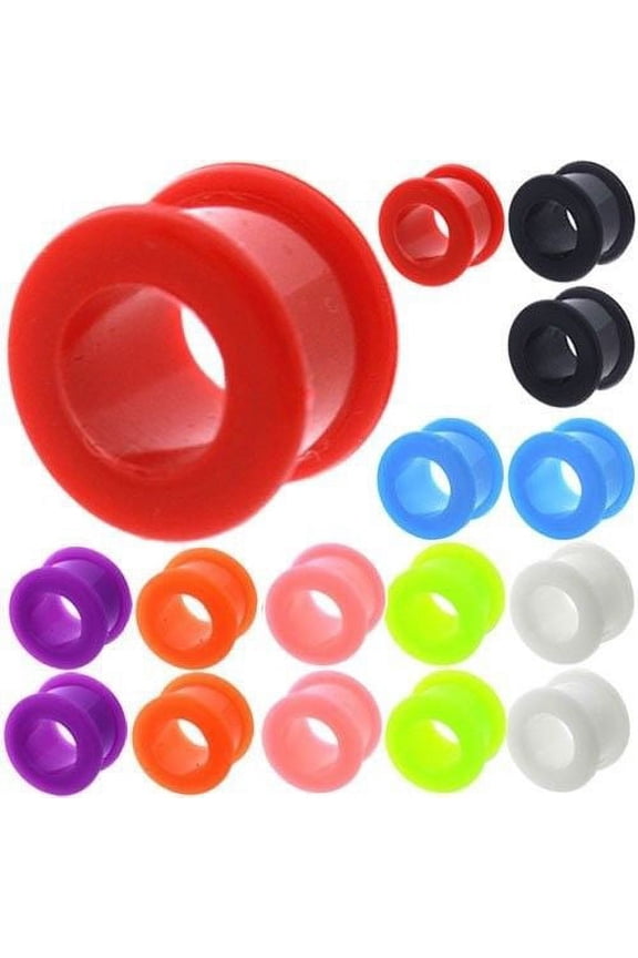 8 Pairs Of Silicone Ear Plugs - Available in 6 Gauge to 00G - 8 Colors Included