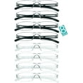 thumbnail image 1 of 8 Pairs Reading Glasses, Blue Light Blocking Glasses, Computer Reading Glasses for Women and Men, Fashion Square Eyewear Frame (4black+4clear,+2.75 Magnification), 1 of 6
