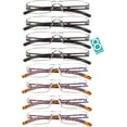 thumbnail image 1 of 8 Pairs Reading Glasses, Blue Light Blocking Glasses, Computer Reading Glasses for Women and Men, Fashion Square Eyewear Frame (4brown+4tortoise,+1.50 Magnification), 1 of 6