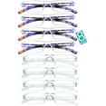 thumbnail image 1 of 8 Pairs Reading Glasses, Blue Light Blocking Glasses, Computer Reading Glasses for Women and Men, Fashion Square Eyewear Frame (4bluefloral+4clear,+1.50 Magnification), 1 of 6