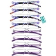 thumbnail image 1 of 8 Pairs Reading Glasses, Blue Light Blocking Glasses, Computer Reading Glasses for Women and Men, Fashion Square Eyewear Frame (4bluefloral+4purple,+3.50 Magnification), 1 of 6