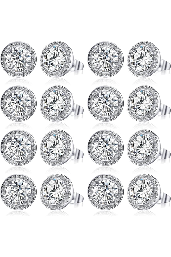 8 Pairs Rhinestone Earrings Competition Dance Earrings For Women Crystal Stud Earrings Round Diamond Earrings Halo Jewelry For Dance Competitions Stage Performance Bridal Party[Z1]