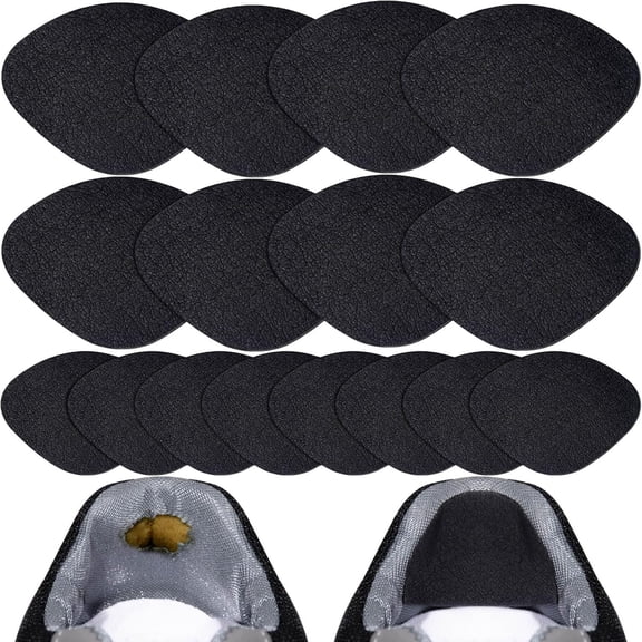 8 Pairs Self-Adhesive Inside Shoe Heel Patches, Black Shoe Hole Repair Kit for Sneakers Leather Shoes