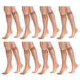 thumbnail image 1 of 8 Pairs Sheer Knee High Socks for Women 15 Denier Stay up Band (Bronze), 1 of 5