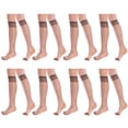 thumbnail image 1 of 8 Pairs Sheer Knee High Socks for Women 15 Denier Stay up Band (Mink), 1 of 5