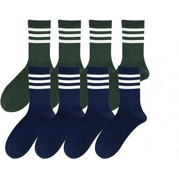 8 Pairs Striped Cute Socks Men's and Women's Spring and Summer Mid-tube Socks Sports High Waist Cotton Socks