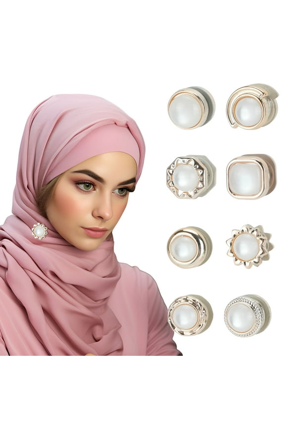 8 Pairs Strongest Commercial Magnetic Hijab Buttons, Hijab Magnetic Pins Pinless Hijab Magnets, Multi-Use Magnetic Scarf Pins for Women Clothing Scarf Scarves Shawls