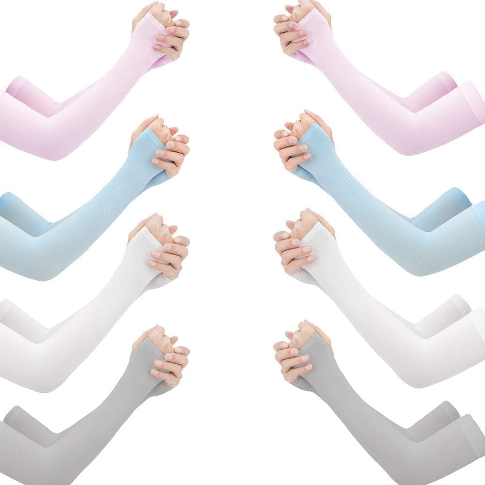 Cooling Arm Sleeves With Thumb Hole – Gradient UV Protection Ice Silk Sleeves For Men & Women, Outdoor Sun Arm Covers
