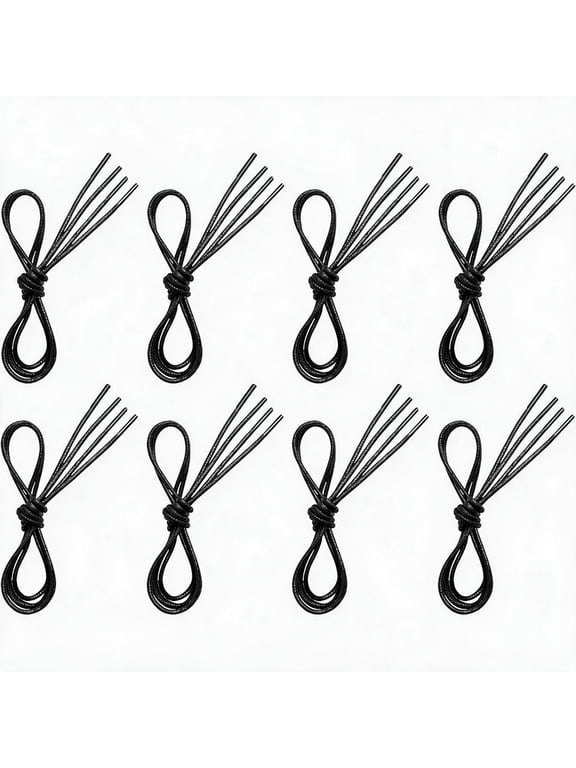 8 Pairs Waxed Round Dress Shoe Laces for Mens Dress Shoes, 1/8" Thin Business Oxford Shoelace/Shoe Strings