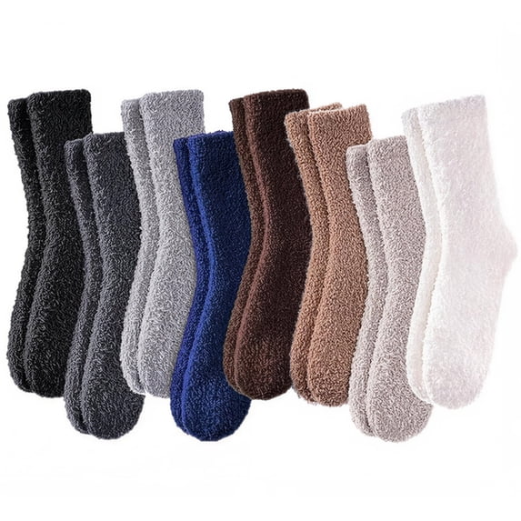 8 Pairs Women Warm Fluffy Fuzzy Socks, Microfiber Home Sleeping Slipper Socks