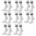 thumbnail image 1 of 8 Pairs Women White Striped Five Fingers Crew Toe Socks Athletic Running Hiking Toe Separator Socks, 1 of 6