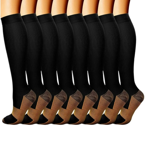 8 Pairs Women's Compression Socks Set Athletic High Cut Sports Yoga Socks Supportive Pressure Socks For Running And Fitness Thigh High Stocking plus Size Heat Microfiber Tights Lace Stockings for