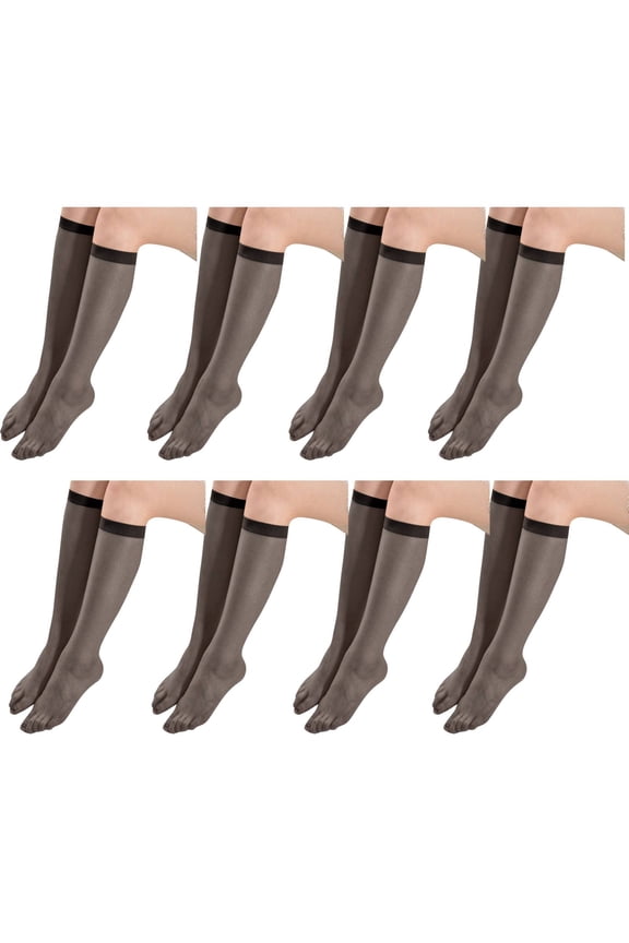 8 Pairs Women's Sheer Knee High Stockings Black