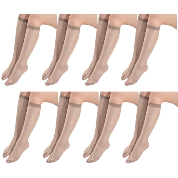 8 Pairs Women's Sheer Knee High Stockings Gray
