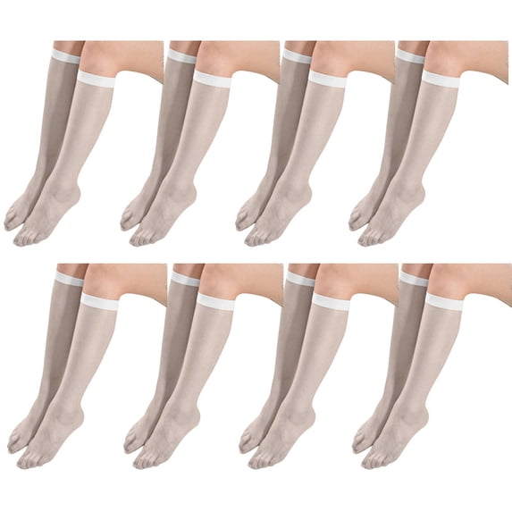8 Pairs Women's Sheer Knee High Stockings White
