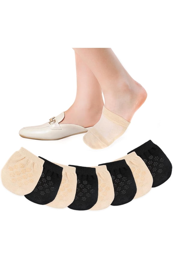 8 Pairs Women's Toe Socks for Mules, Half Socks for Women, Grip Socks No Show Liner Half Socks, Non Slip Hidden Toe Covers Socks Seamless Toe Socks, Toe Covers Mule Socks for Women