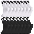 thumbnail image 1 of 8 Pairs Womens Crew Socks Striped Women Sports Crew Socks, Size 6-8, 1 of 7