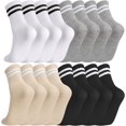 thumbnail image 1 of 8 Pairs Womens Crew Socks Striped Women Sports Crew Socks, Size 6-8, 1 of 7