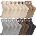 thumbnail image 1 of 8 Pairs Womens Crew Socks Striped Women Sports Crew Socks, Size 6-8, 1 of 7