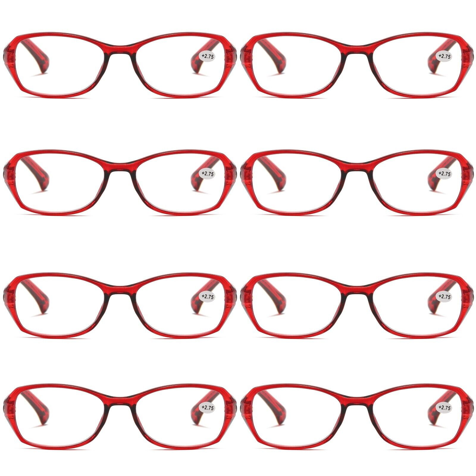 8 Pairs Womens Ladies Blue Light Blocking Reading Glasses Red Readers for Reading Paper work +2.75