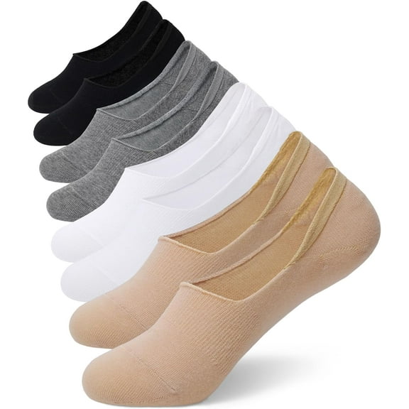 8 Pairs Womens Socks No Show Non Slip Ladies Low Cut Invisible Cotton Socks for Flats Size 6-9