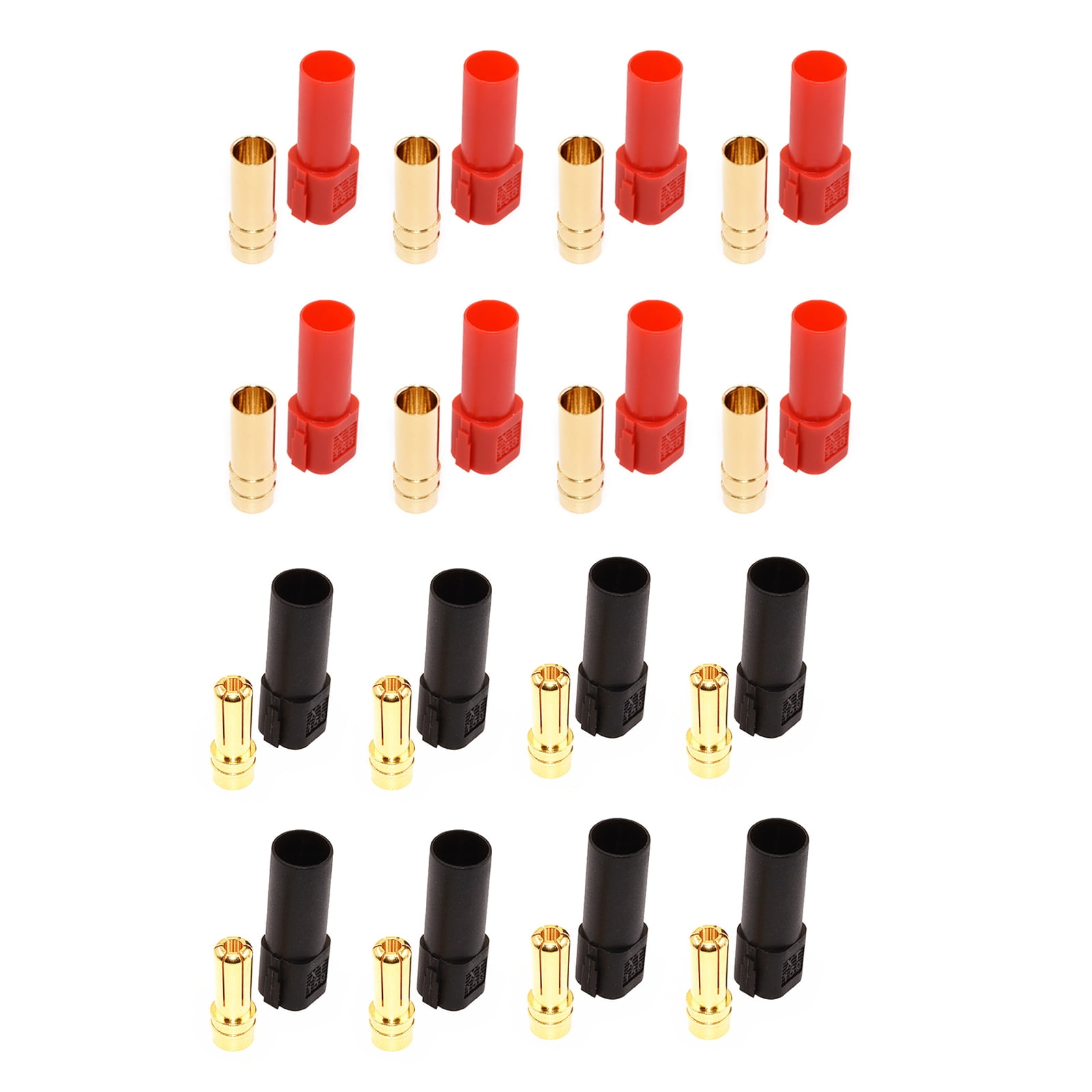 8 Pairs XT150 Female Male Connector Adapter Set Gold Plated Banana Bullet Connectors Plugs Adapter for RC Car with Plastic Cases