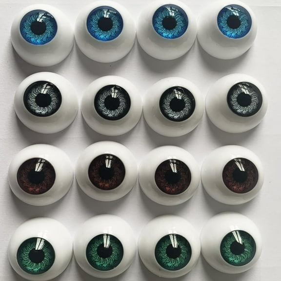 8 Pairs of 4 Colors 22mm Half Round Realistic Acrylic Eyes for Halloween Props, Masks, Dolls or Bears Craft Plastic Eyeballs (22mm)