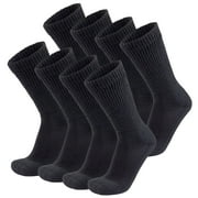 8 Pairs of Diabetic Warm Slipper Socks, Extra Thick Cotton Triple Cushioned Crew Socks (Black, Size 10-13)