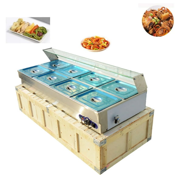 8 Pan Food Warmer Restaurants Hotels Food Soup Buffet Steam Table Heater Commercial