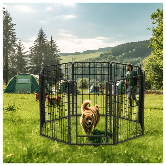 8 Panel Dog Playpen, 39.37" Heavy Duty Metal Pet Fence with Door - Indoor/Outdoor Exercise Pen for Dogs, Puppies & Small Animals