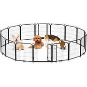 8 Panel Dog Playpen Outdoor, 24 Inch Dog Fence with Gate & Fixed Stakes, Pet Exercise Pen for Yard RV Camping Garden, Durable Steel Playpen for Puppy Small Dogs