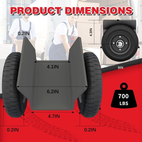 8" Panel Dolly Heavy Duty Door Cart Slab Dolly 660LBS Capacity Solid Rubber Wheels, Panel Mover, Wood Mover, All Terrain Moving Cart(Black)