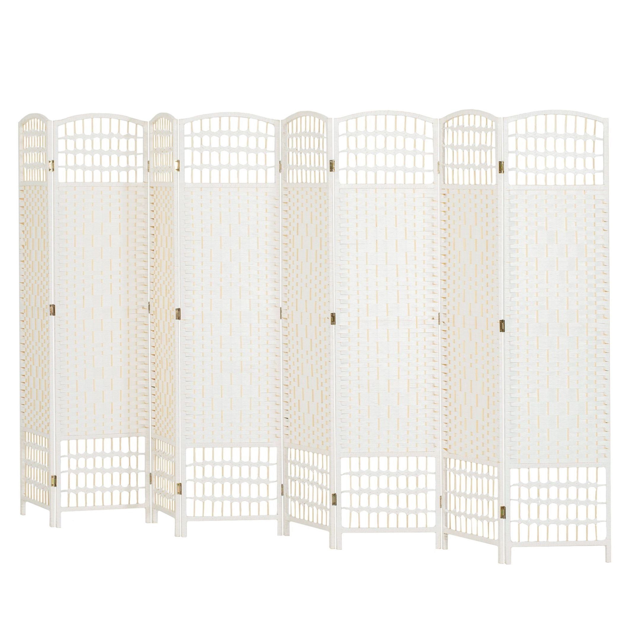 8 Panel Folding Portable Privacy Screen Fiber Room Partition for Home ...