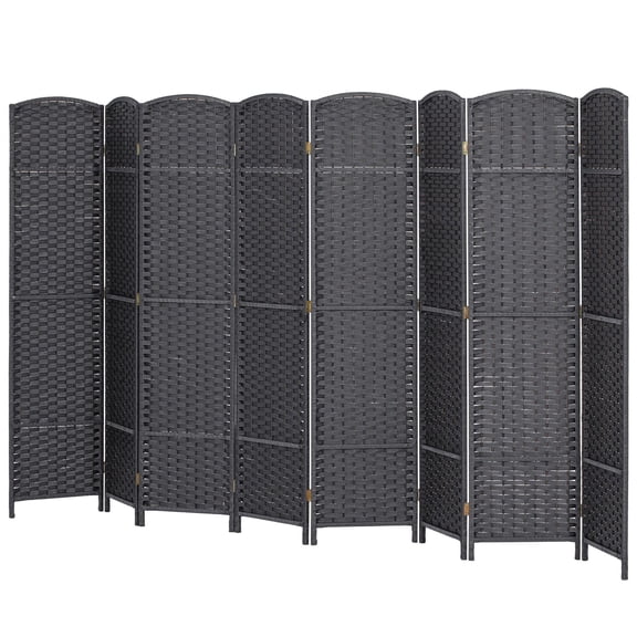 8 Panel Folding Room Divider 5.6 Feet Tall Freestanding Privacy Screen Partition for Home Office Charcoal Gray