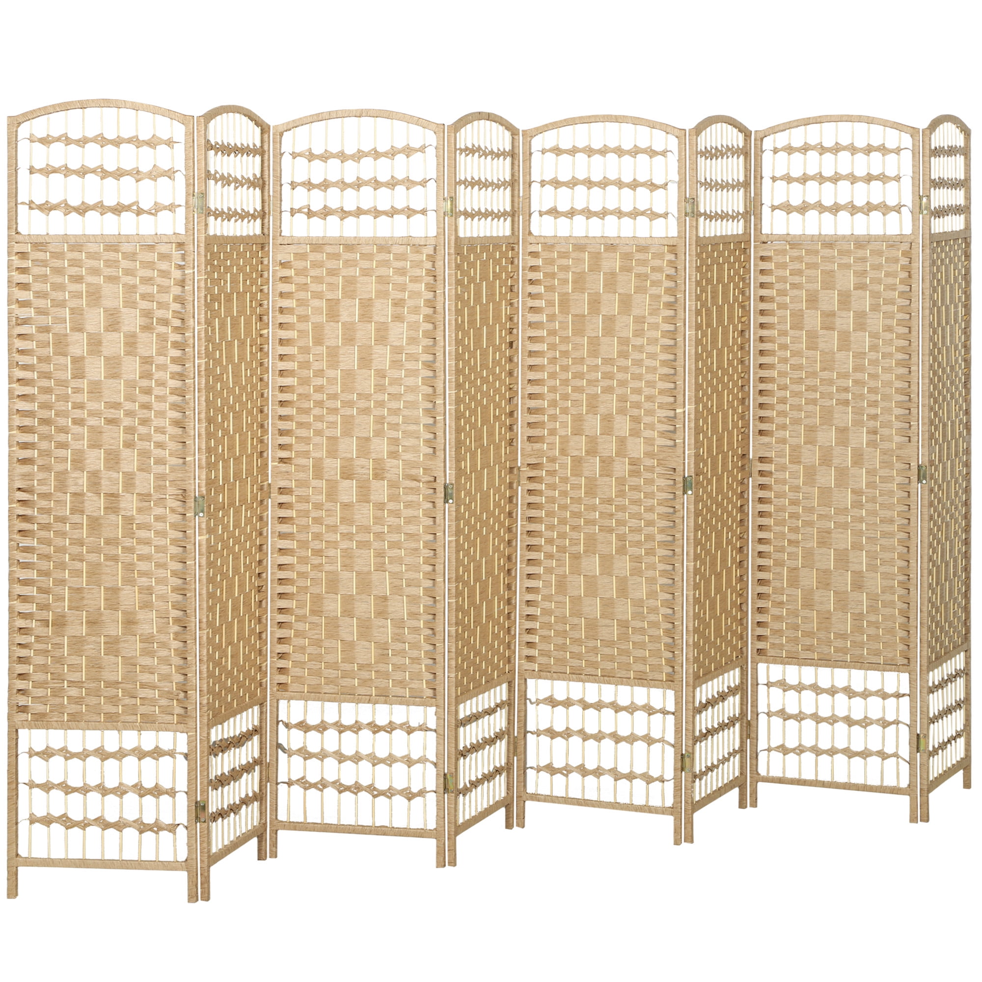 8 Panel Folding Room Divider Portable Privacy Screen Wave Fiber Room ...