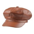 thumbnail image 1 of 8 Panel PU Leather Newsboy Cap for Women - Classic Painter Hat, 1 of 8
