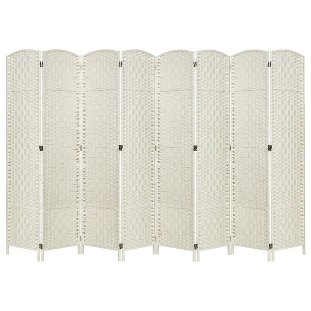 8-Panel Room Divider, 6 ft Office Partition Walls Wood Divider Folding Portable Privacy Screen, Room Dividers and Folding Privacy Screens for Home, Room Separator Wall Dividers,White