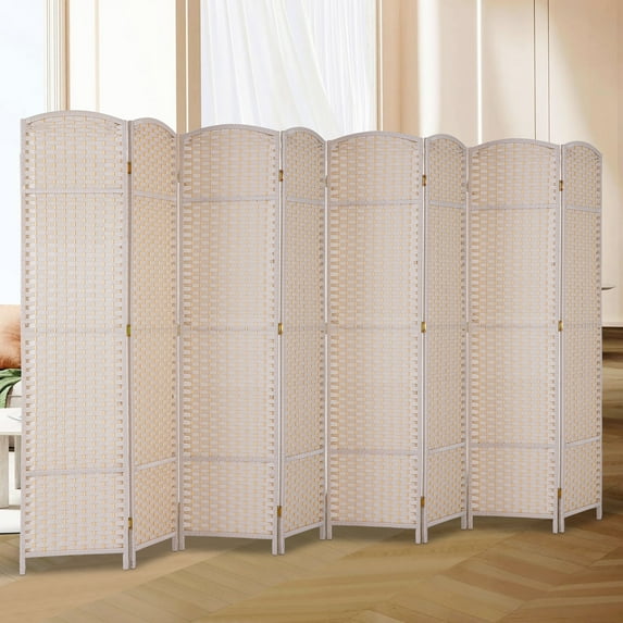 8 Panel Room Divider Folding Privacy Screen 5.57 FT Tall Partition Room Separator Freestanding Wall Divider, Beige