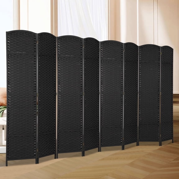 8 Panel Room Divider Folding Privacy Screen 5.57 FT Tall Partition Room Separator Freestanding Wall Divider, Black