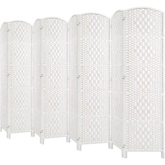 8 Panel Room Divider Screen White Bamboo Paper Partition