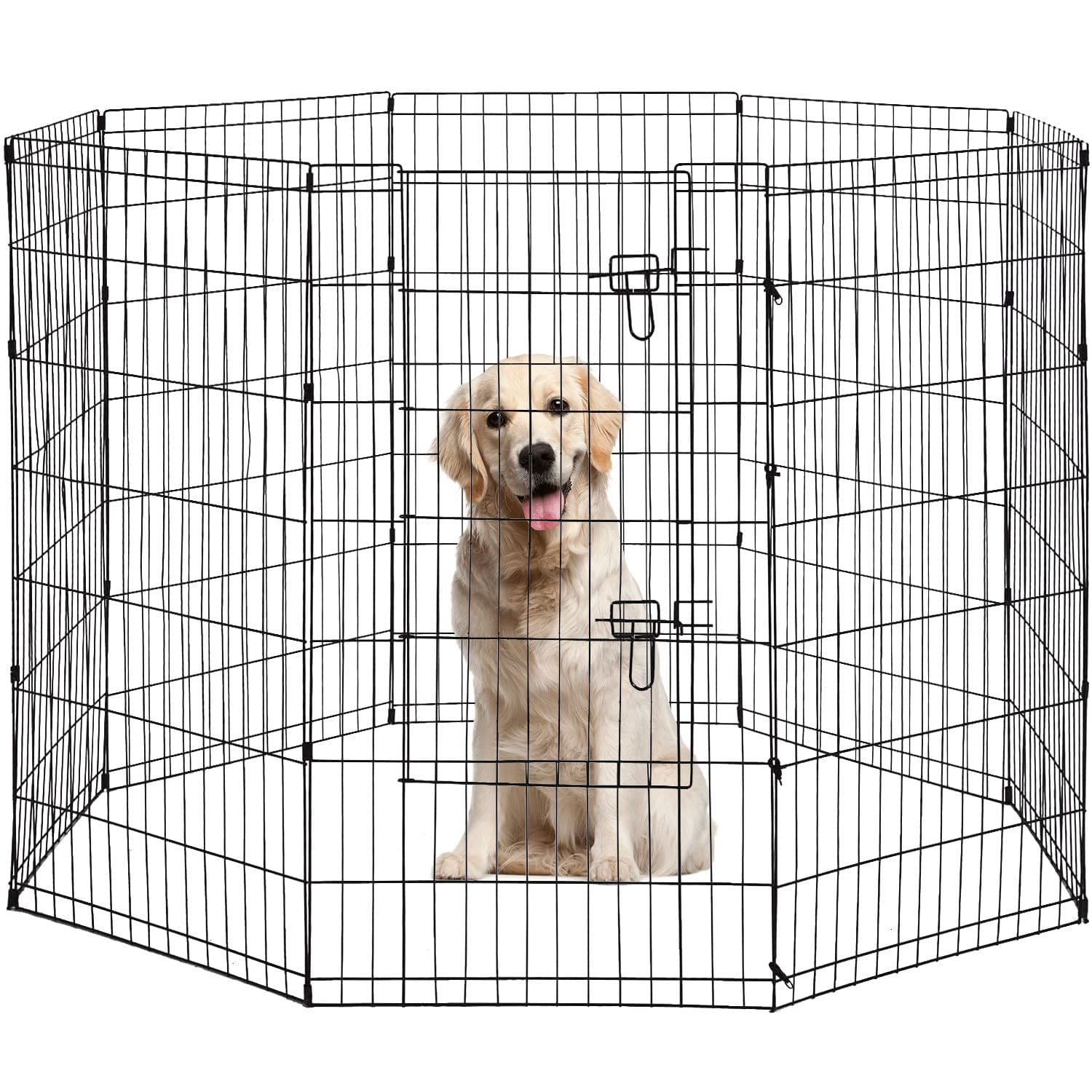 8 Panel Tall Dog Playpen Exercise Cage, Heavy Duty Metal Pet Kennel Fence for Indoor Outdoor Use, Portable Foldable Design, Black