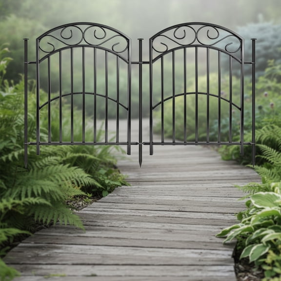 8 Panels No Dig Decorative Outdoor Garden Fences for Garden Yard Backyard Patio, Metal Rustproof Thickened Pipe Heavy Duty Fence, Landscape Border Animal Barrier