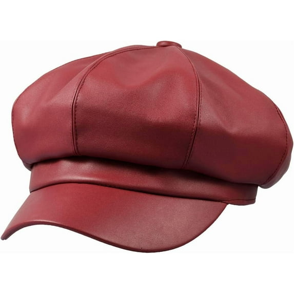 8 Panels Newsboy Caps for Women, PU Leather Cabbie Painter Hat Gatsby Ivy Beret Cap