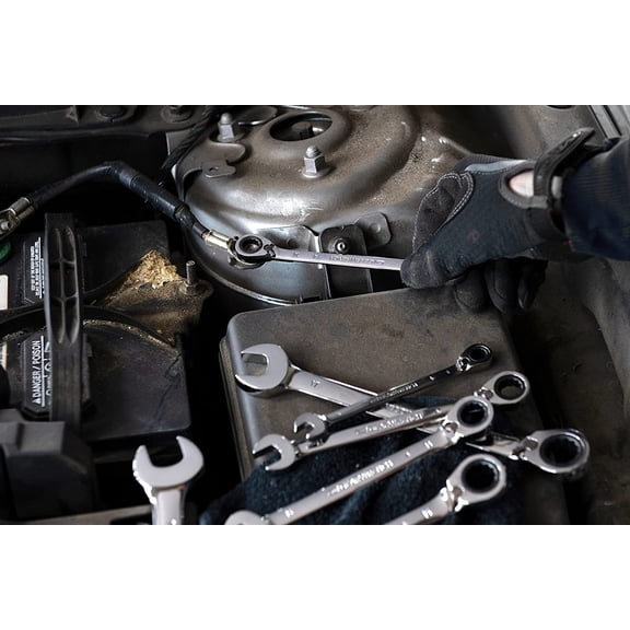 8 Pc. 12 Pt. Reversible Ratcheting Combination Wrench Set, Metric - 9543