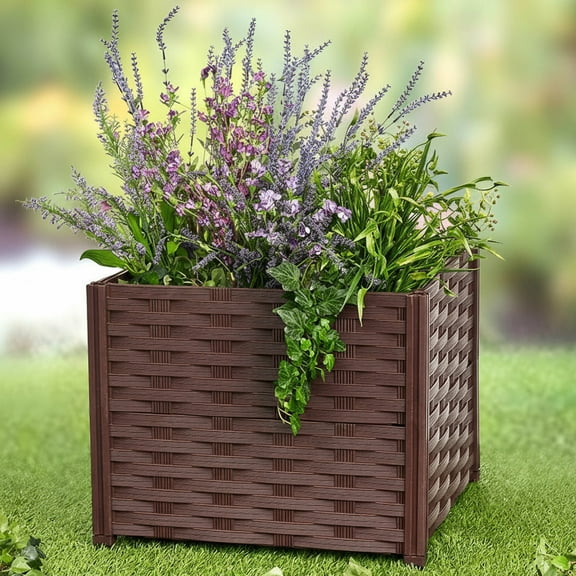 Set of 8 Adjustable Raised Garden Bed Panels with Weaved Design