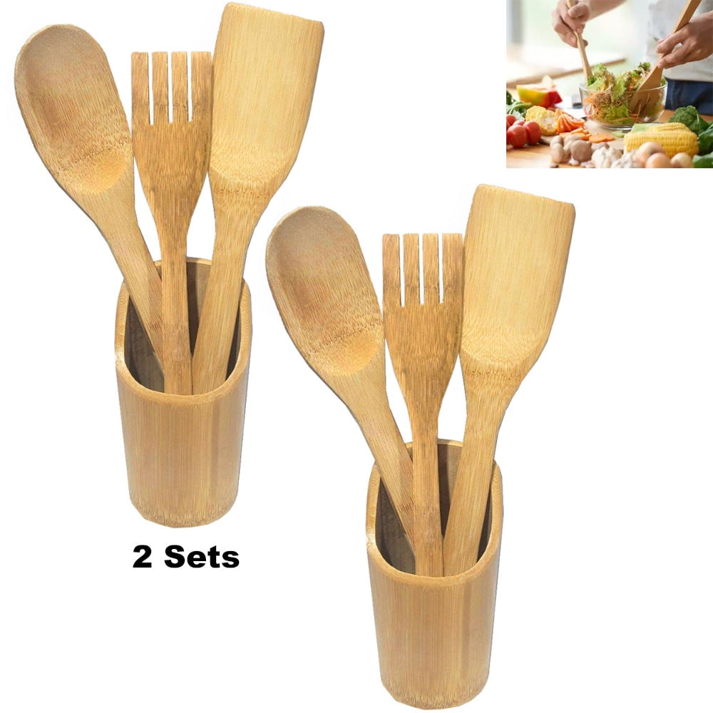 Wooden Utensil Set with a Holder (8 Piece)